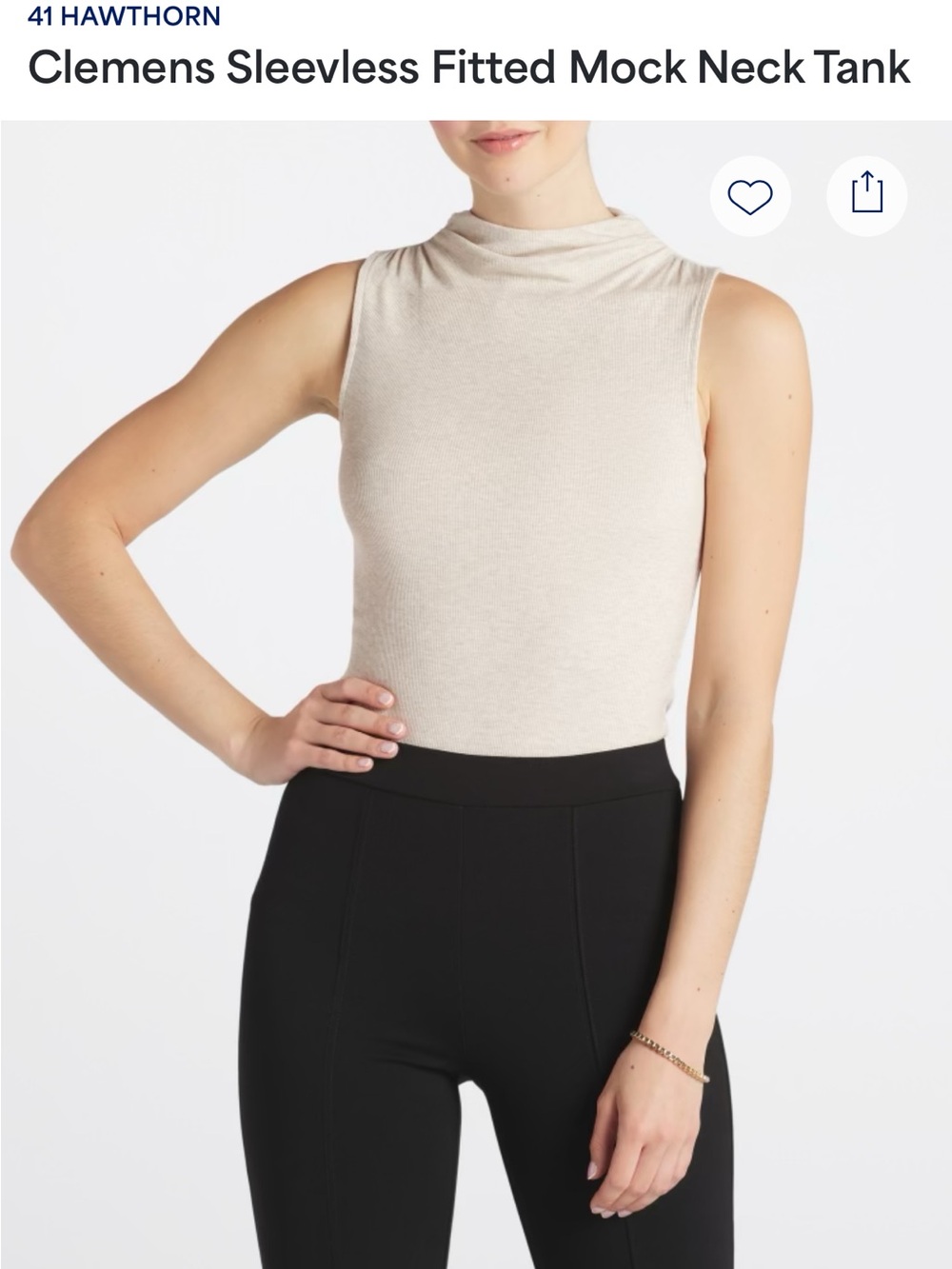 41 Hawthorn Clemens Sleeveless Mock Neck Tank in Beige-Cream
